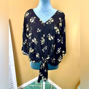 LUQ Tie Front Floral Top